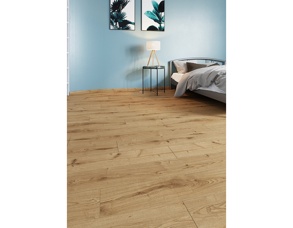 Sol stratifié à clipser 8 mm AC4 effet chêne naturel BERMAIN - 138,3x19,3 cm - Cooke and Lewis - Brico Dépôt