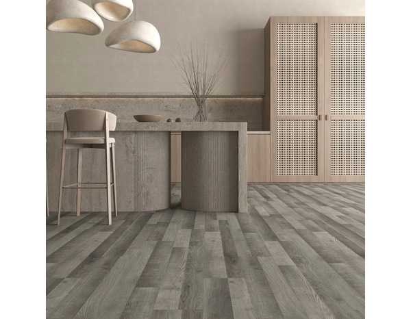 Sol PVC gris mat Ep.3,5 + 1 mm de sous-couche intégrée - 122 x 18,2 cm - Brico Dépôt