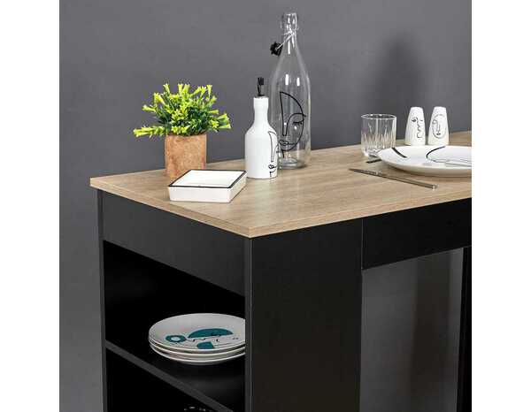 Table de bar mange debout avec étagères intégrées noire - L.115 x P.50 x H.103 cm - Brico Dépôt