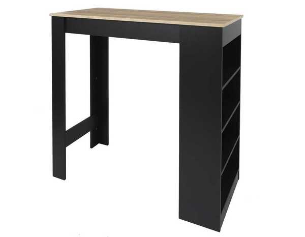 Table de bar mange debout avec étagères intégrées noire - L.115 x P.50 x H.103 cm - Brico Dépôt