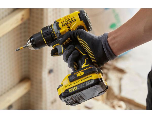 Perceuse - visseuse sans fil  V20 moteur Brushless 80 Nm 18 V + 2 batteries 2 Ah - Stanley Fatmax - Brico Dépôt