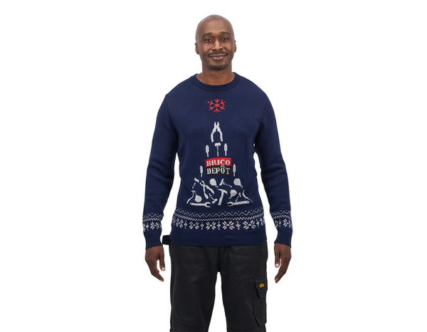 Pull de noël 2025 bleu motif sapin Brico Dépôt - XL - Brico Dépôt