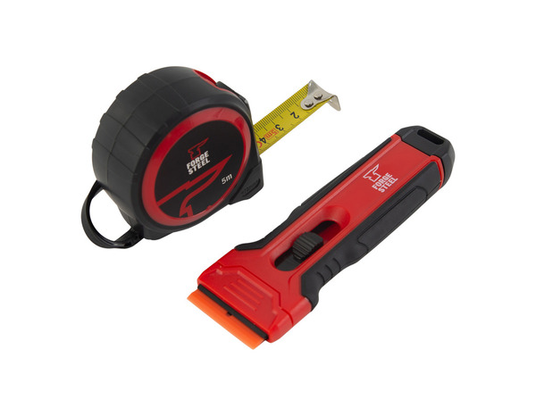 Kit outils mètre ruban 5 m + 1 grattoir + 1 lame en plastique, + 4 lames en acier - Forge steel - Brico Dépôt