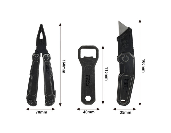 Ensemble d'outils multifonctions couteau, cutter et décapsuleur
 - Forge steel - Brico Dépôt