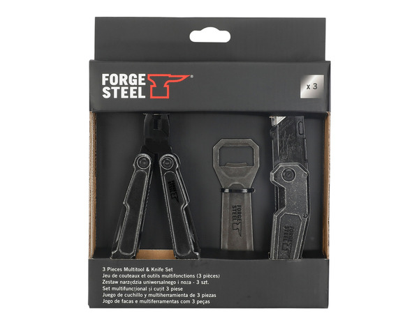 Ensemble d'outils multifonctions couteau, cutter et décapsuleur
 - Forge steel - Brico Dépôt