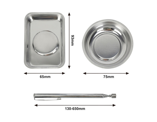Lot de 2 plateaux et 1 tige magnétiques inoxydable avec tige extensible - 12,5 à 64,5 cm - Forge steel - Brico Dépôt