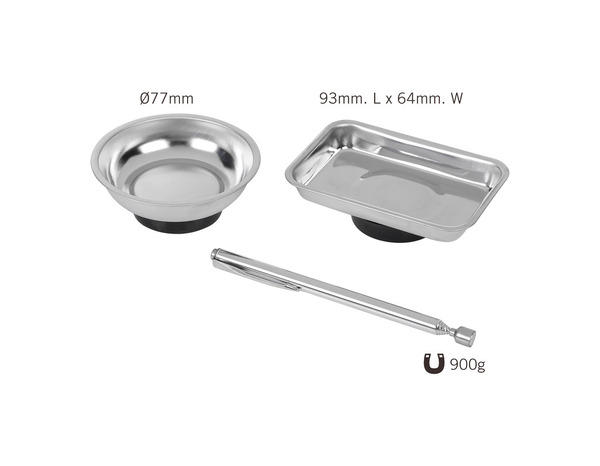 Lot de 2 plateaux et 1 tige magnétiques inoxydable avec tige extensible - 12,5 à 64,5 cm - Forge steel - Brico Dépôt