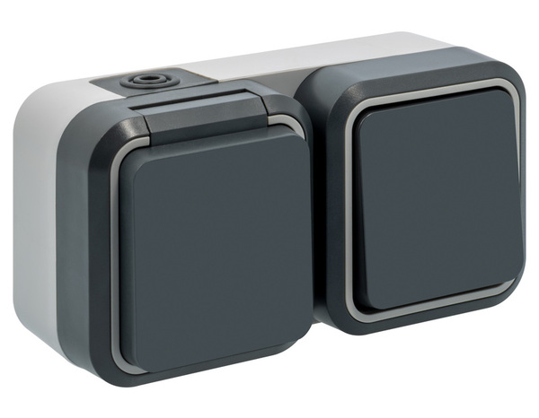 Prise 2 points + terre va-et-vient gris IP55 16A 250V - Siemens - Brico Dépôt