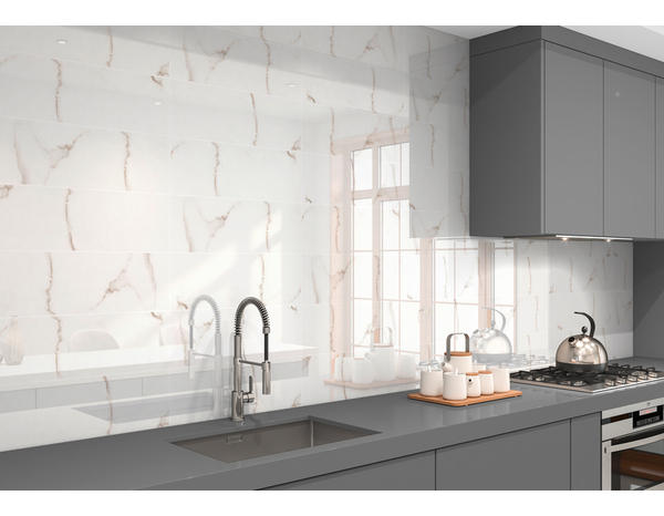 Carrelage murale effet marbre blanc TOULOUSE ORO - 20 x 60 cm - Brico Dépôt