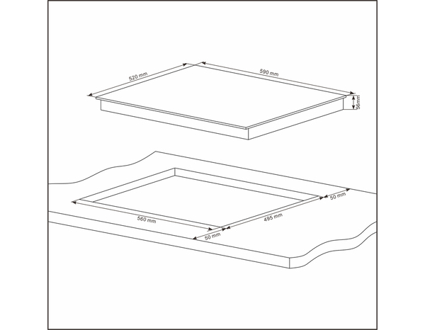 Plaque induction 6600W noir, 3 zones flexibles - L.59 x P.52 x H.5,6 cm - Cooke and Lewis - Brico Dépôt