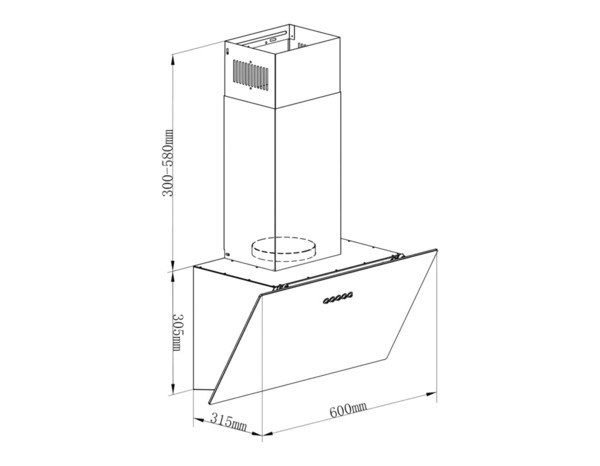 Hotte aspirante inclinée, noire - l.60 x H.88,5 x P.31,5 cm - Brico Dépôt