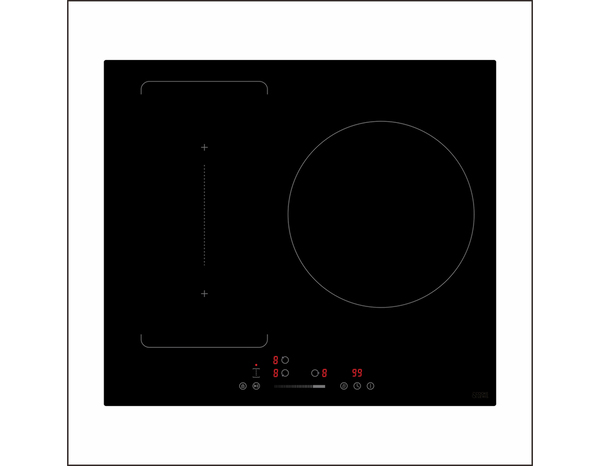 Plaque induction 6600W noir, 3 zones flexibles - L.59 x P.52 x H.5,6 cm - Cooke and Lewis - Brico Dépôt