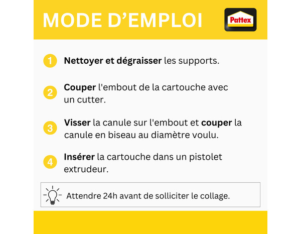 Colle fixation gamme rationnelle  pour panneaux décoratifs - cartouche 470g - Pattex - Brico Dépôt