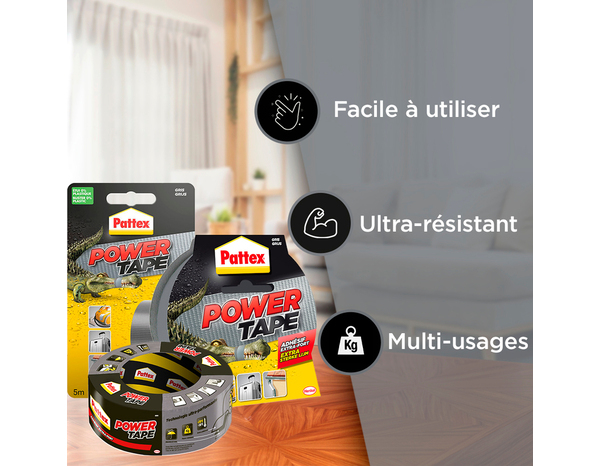 Ruban adhésif extra-fort "Power Tape" gris 50 mm X 25 m - Pattex - Brico Dépôt