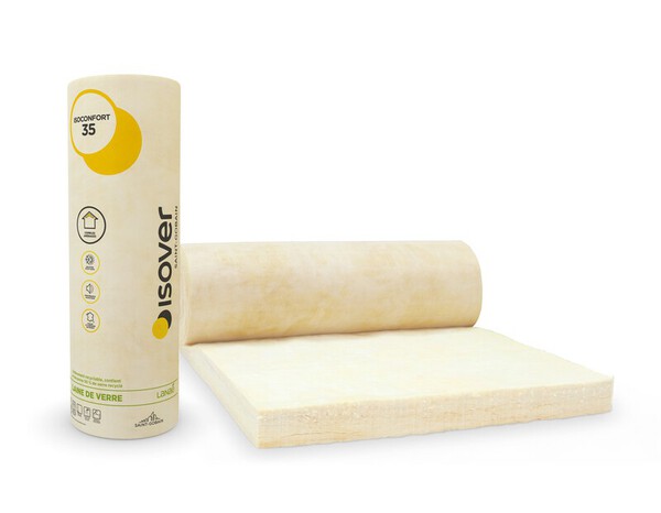 Rouleau de laine de verre 100mm 35 NU - L.5,5 x l.1,2 m - Isover - Brico Dépôt