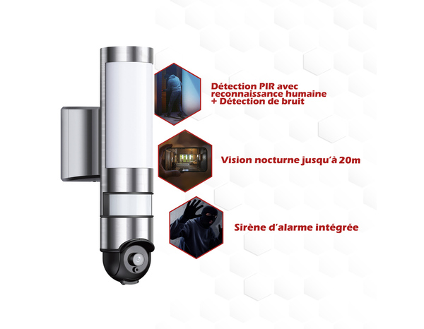 Caméra extérieure motorisée HD 3MP led 220V 1600 LM gris noir - Brico Dépôt