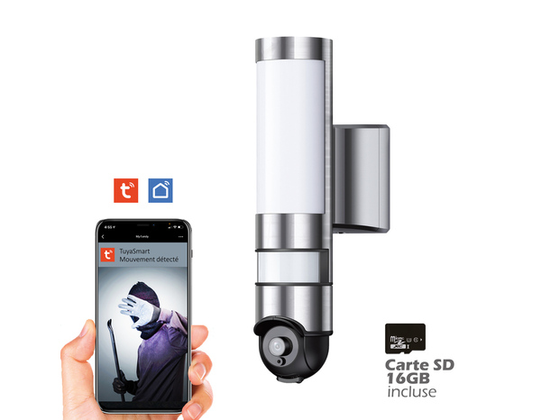 Caméra extérieure motorisée HD 3MP led 220V 1600 LM gris noir - Brico Dépôt