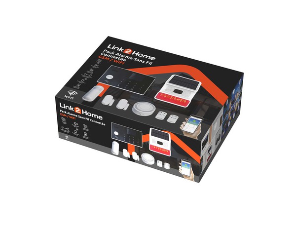 Kit alarme connectée noir, sirènes intérieure et extérieure LINK2HOME - Brico Dépôt