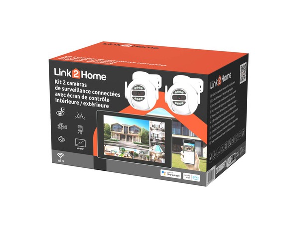 Kit vidéo surveillance 2 caméras HD 3mp blanc + écran tactile 10,1 pouces - Brico Dépôt