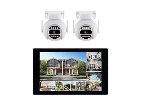 Kit vidéo surveillance 2 caméras HD 3mp blanc + écran tactile 10,1 pouces - Brico Dépôt