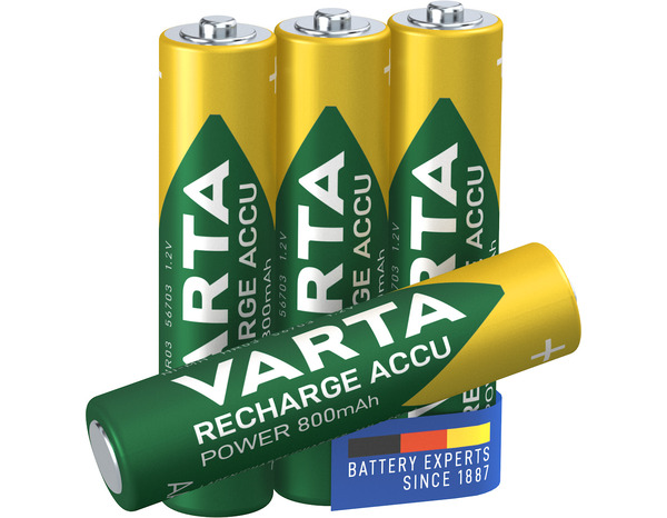 Lot de 4 piles rechargeables AAA/HR3 800 mAh 1,20V R2U - Varta - Brico Dépôt
