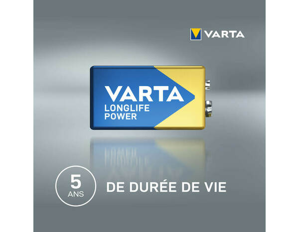 Pile alcaline "LongLife Power" - 9V/6LR61 - Varta - Brico Dépôt