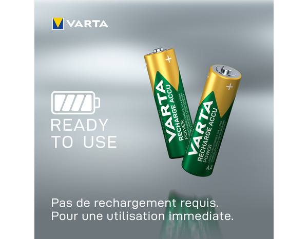 Lot de 4 piles rechargeables AA/HR6 2100 mAh 1,20 V R2U - Varta - Brico Dépôt