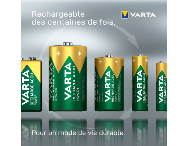 Lot de 4 piles rechargeables AAA/HR3 800 mAh 1,20V R2U - Varta - Brico Dépôt