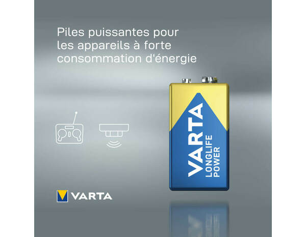 Pile alcaline "LongLife Power" - 9V/6LR61 - Varta - Brico Dépôt
