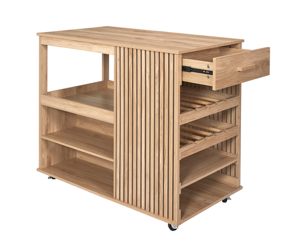 Îlot de cuisine MDF imitation bois naturel KLAUS - H.90 x L.105 x P.60 cm - Brico Dépôt