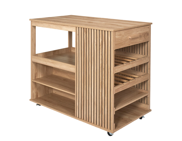 Îlot de cuisine MDF imitation bois naturel KLAUS - H.90 x L.105 x P.60 cm - Brico Dépôt