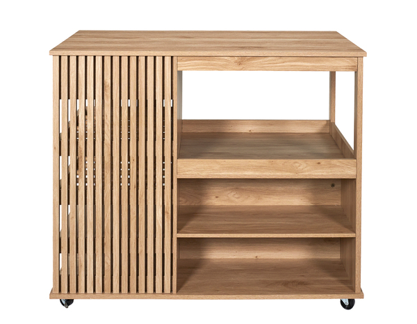 Îlot de cuisine MDF imitation bois naturel KLAUS - H.90 x L.105 x P.60 cm - Brico Dépôt