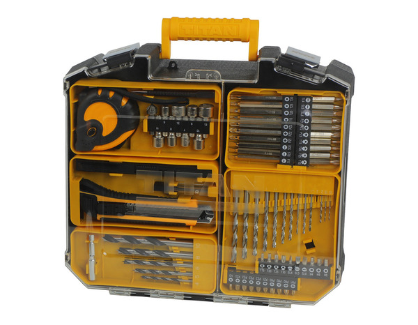 Perceuse visseuse à percussion sans fil 18V + 74 accessoires - Titan - Brico Dépôt