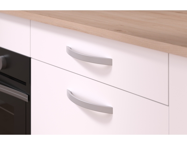 Cuisine en kit ELYA blanc mat et plan de travail imitation chêne clair - L.240cm x P.60cm x Ep.22mm - Brico Dépôt