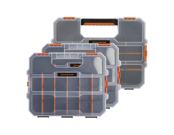 Lot de 3 organisateurs d'outils  53 compartiments - L.38 x l.27 x H.6,5 cm - MAGNUSSON - Brico Dépôt