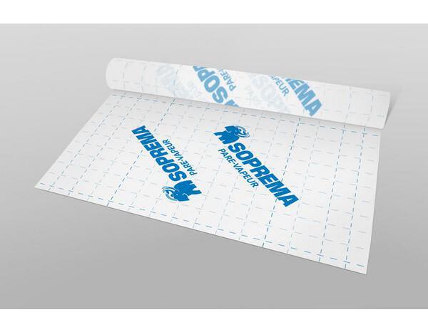 Membrane pare-vapeur L. 1,50 x l. 20 m quadrillée pour isolation murs et toitures - Soprema - Brico Dépôt