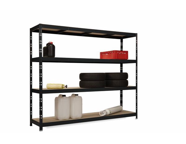 Etagère noire 4 plateaux - H. 200 x L. 237 x P. 60 cm - Brico Dépôt