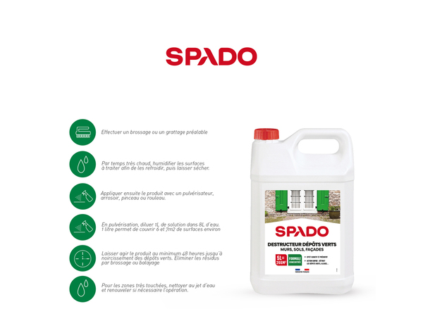 Destructeur de mousse pour mûrs, sols et façades 5 L - Spado - Brico Dépôt