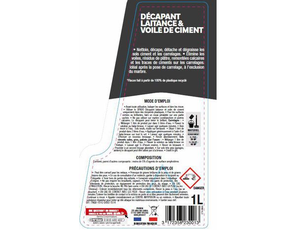 Décapant pour sols ciment et carrelages - Spado - Brico Dépôt