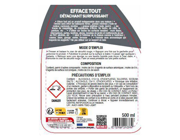 Détachant surpuissant efface tout 500 ml  - Spado - Brico Dépôt