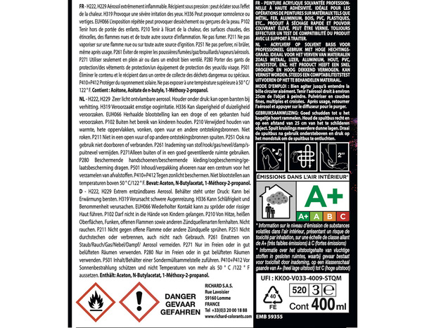 Lot de 3 aérosols noir brillant - 400 ml - Richard - Brico Dépôt