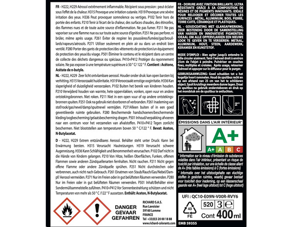Aerosol 400 ml Dorure Cuivre - Richard - Brico Dépôt