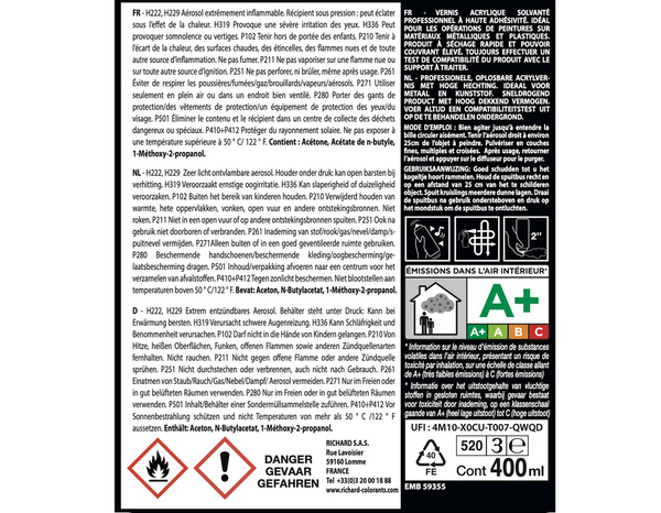 Aerosol 400 ml Vernis mat - Richard - Brico Dépôt