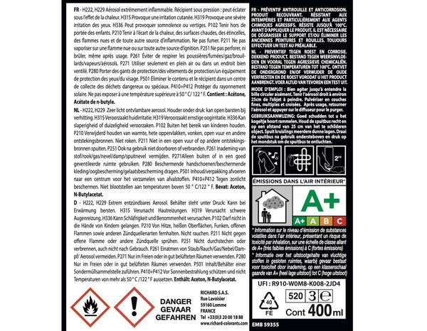Aerosol 400 ml antirouille gris - Richard - Brico Dépôt
