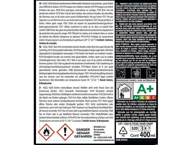 Aerosol 400 ml Primaire multi-supports gris - Richard - Brico Dépôt