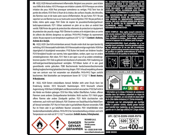 Aerosol 400 ml Dorure Chrome - Richard - Brico Dépôt