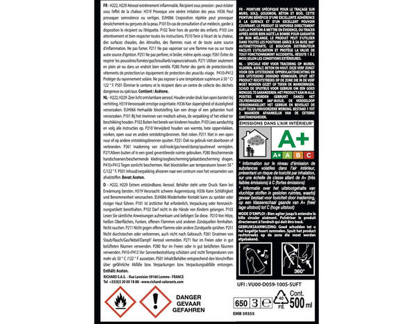 Aérosol peinture Traceur blanc 500 ml
 - Richard - Brico Dépôt