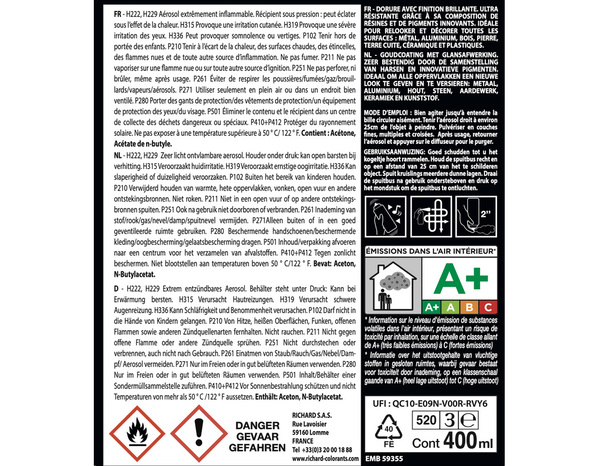 Aerosol 400 ml Dorure argent - Richard - Brico Dépôt