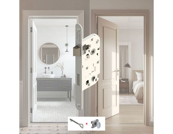 Serrure réversible pour porte intérieur axe 40 cm blanc  - Assa Abloy - Brico Dépôt