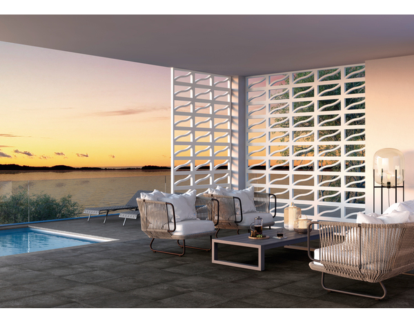 Dalle béton anthracite 50 x 50 cm bord biseauté finition sablée antidérapante - Brico Dépôt